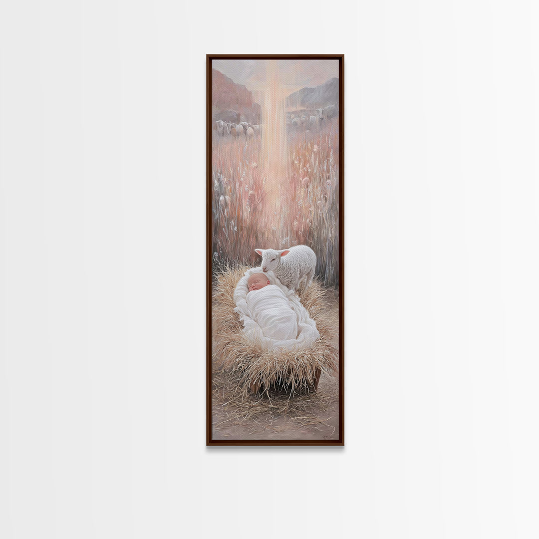 The Starry Stable – Framed Canvas Print – Narrow Art – Christian Art Canvas – Christmas Art – Christian Wall Art