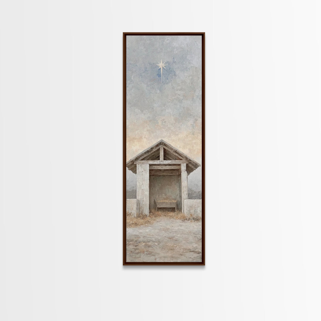 Night Of Promise – Framed Canvas Print – Tall Skinny Art Print – Christian Art Canvas – Christian Christmas Art – Christian Painting