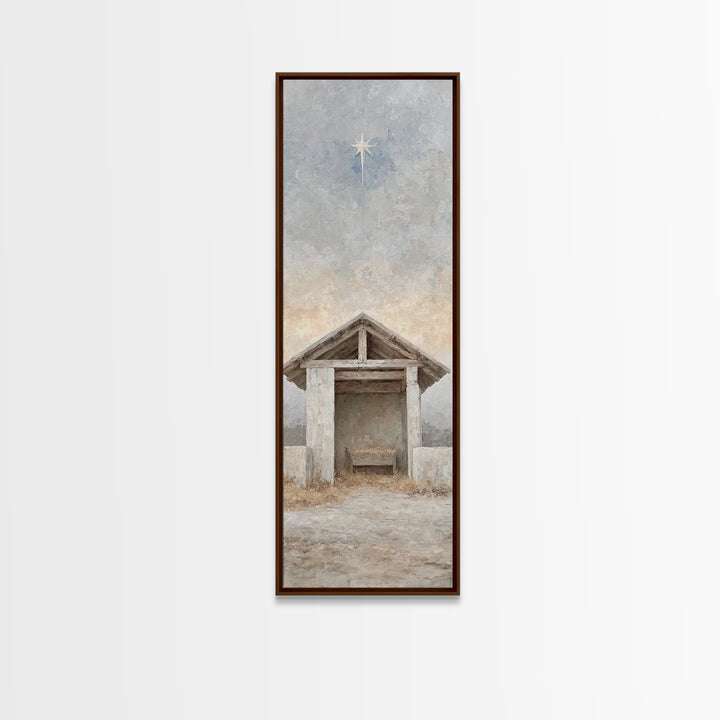 Night Of Promise – Framed Canvas Print – Tall Skinny Art Print – Christian Art Canvas – Christian Christmas Art – Christian Painting