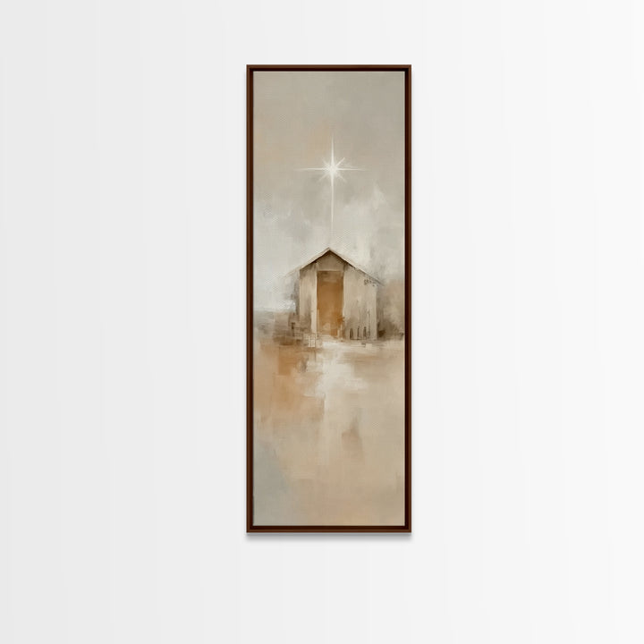 Silent Holy Shelter – Framed Canvas Print – Tall Narrow Wall Art – Christian Christmas Art – Christian Art Canvas – Christian Art Prints