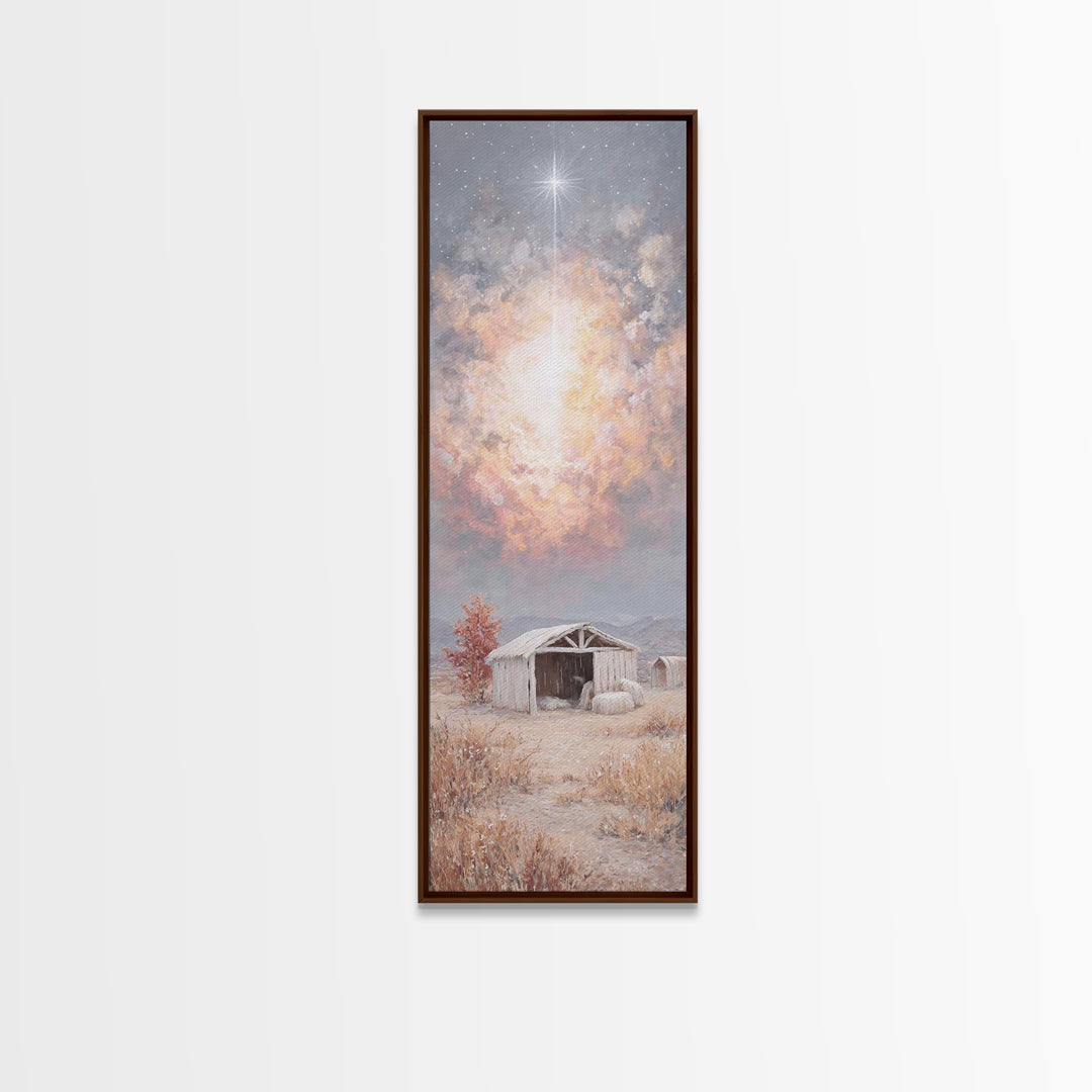 The Guiding Star – Framed Canvas Print – Christian Wall Art – Jesus Painting – Christian Christmas Art – Tall Narrow Wall Art
