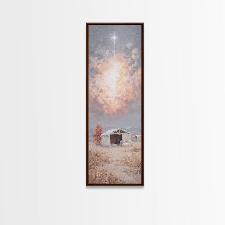 The Guiding Star – Framed Canvas Print – Christian Wall Art – Jesus Painting – Christian Christmas Art – Tall Narrow Wall Art