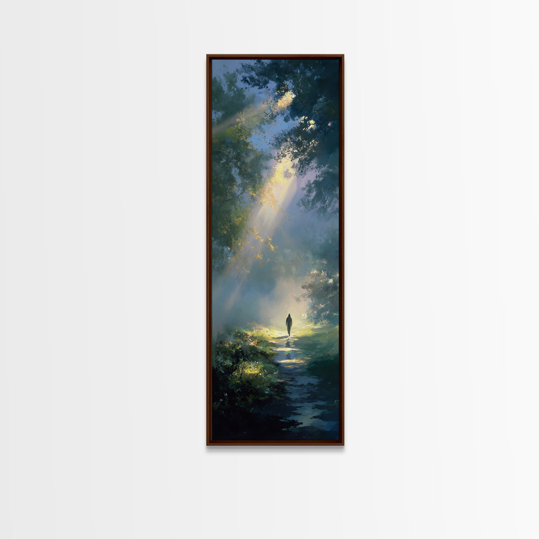 Walk Of Light – Framed Canvas Print – Christian Art – Christian Art Canvas – Tall Skinny Art Print – Jesus Painting – Christian Christmas A