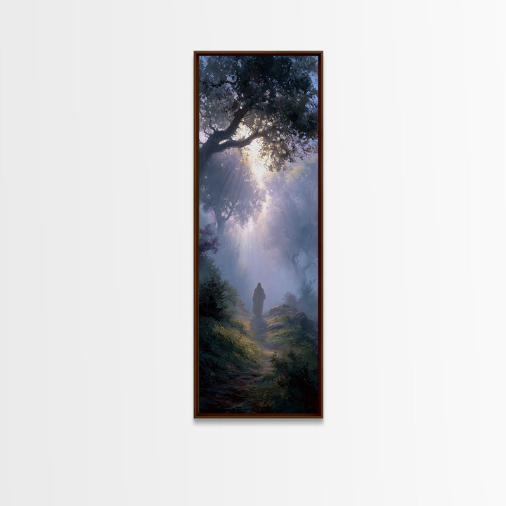 Autumn Prayer Road, Framed Canvas Print, Christian Wall Art, Skinny Art, Christian Art Canvas, Christian Christmas Art, Jesus Painting