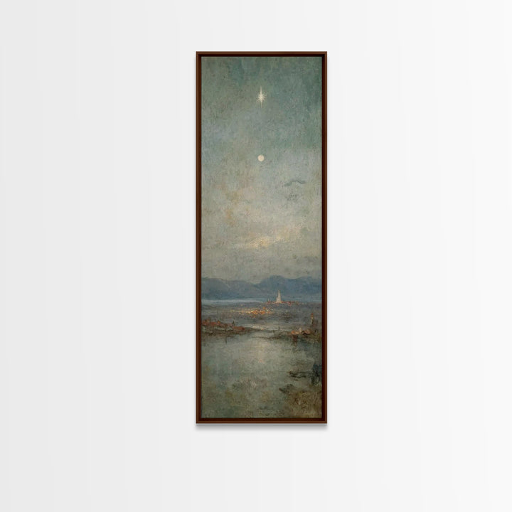 Bethlehem Night Star – Framed Canvas Print – Tall Narrow Wall Art – Christian Christmas Art – Christian Art Canvas – Christian Wall Art – C