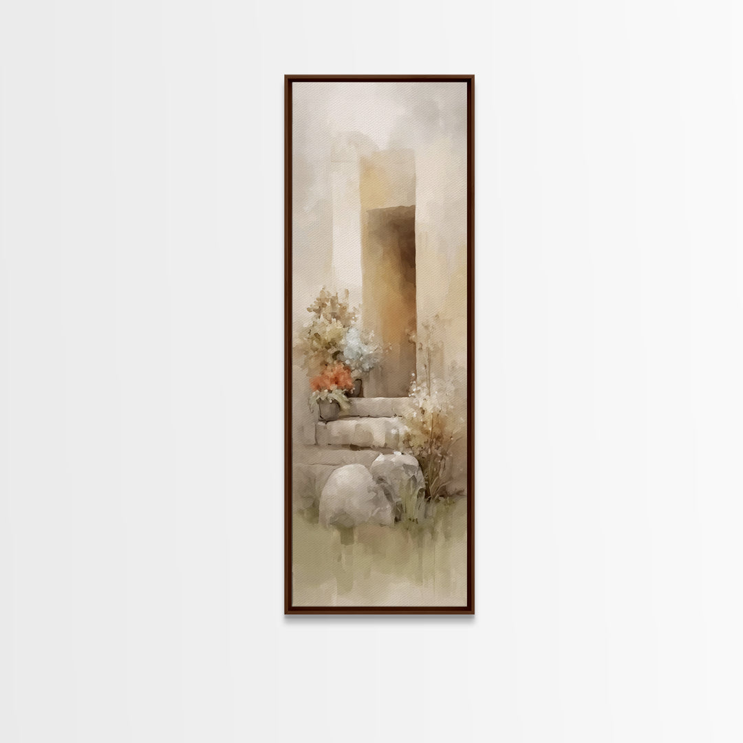 Risen Dawn Bloom – Framed Canvas Print – Christian Art Canvas – Jesus Painting – Christian Wall Art – Tall Skinny Art Print