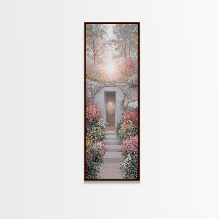 Empty Stone Light – Framed Canvas Print – Christian Art Canvas – Narrow Art – Christian Wall Art – Jesus Painting – Christian Christmas Art