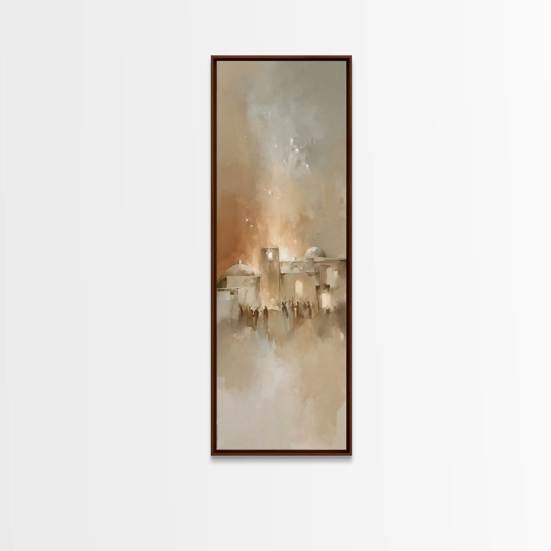 Bethlehem Dawn Hush – Framed Canvas Print – Skinny Art – Christian Art Print – Christmas Wall Art – Christian Art Canvas – Christian Decor