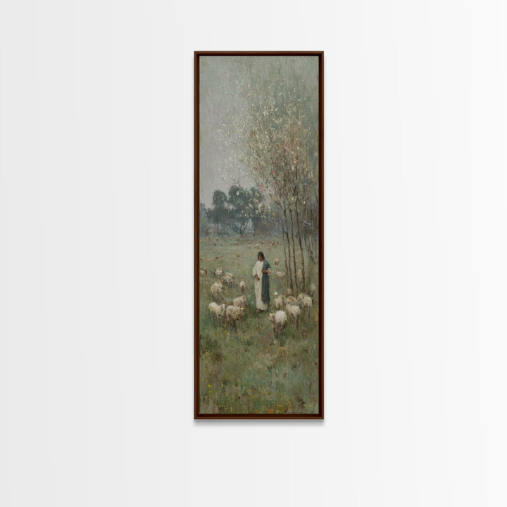 Pastoral Grace Path – Framed Canvas Print – Christian Wall Art – Jesus Painting – Skinny Art – Christian Christmas Art – Christian Gift