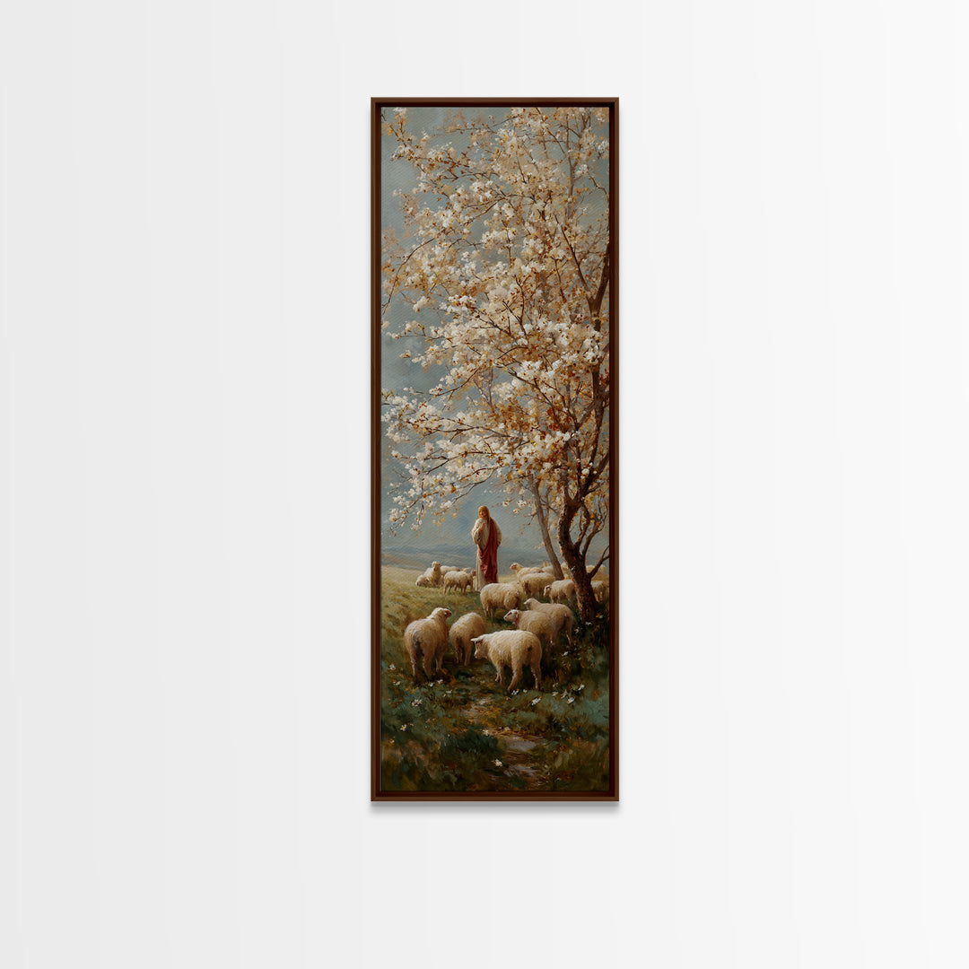 Garden Of Peace | Framed Canvas Print | Jesus Painting Canvas | Modern Christian Art | Narrow Art | Christian Christmas Art | Christian Wal