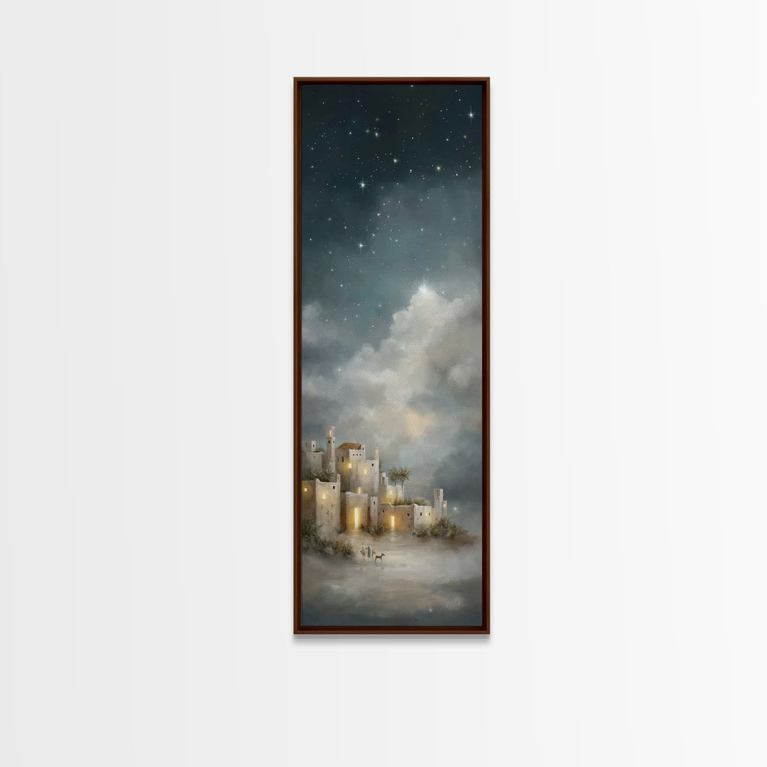 Star Over Judea – Framed Canvas Print – Narrow Art – Christian Art Canvas – Christmas Art – Christian Wall Art – Christian Christmas Decor