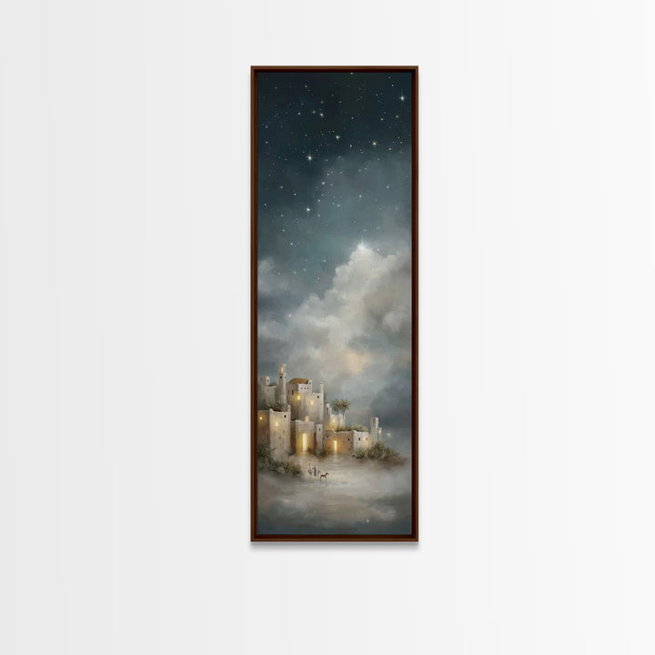 Star Over Judea – Framed Canvas Print – Narrow Art – Christian Art Canvas – Christmas Art – Christian Wall Art – Christian Christmas Decor
