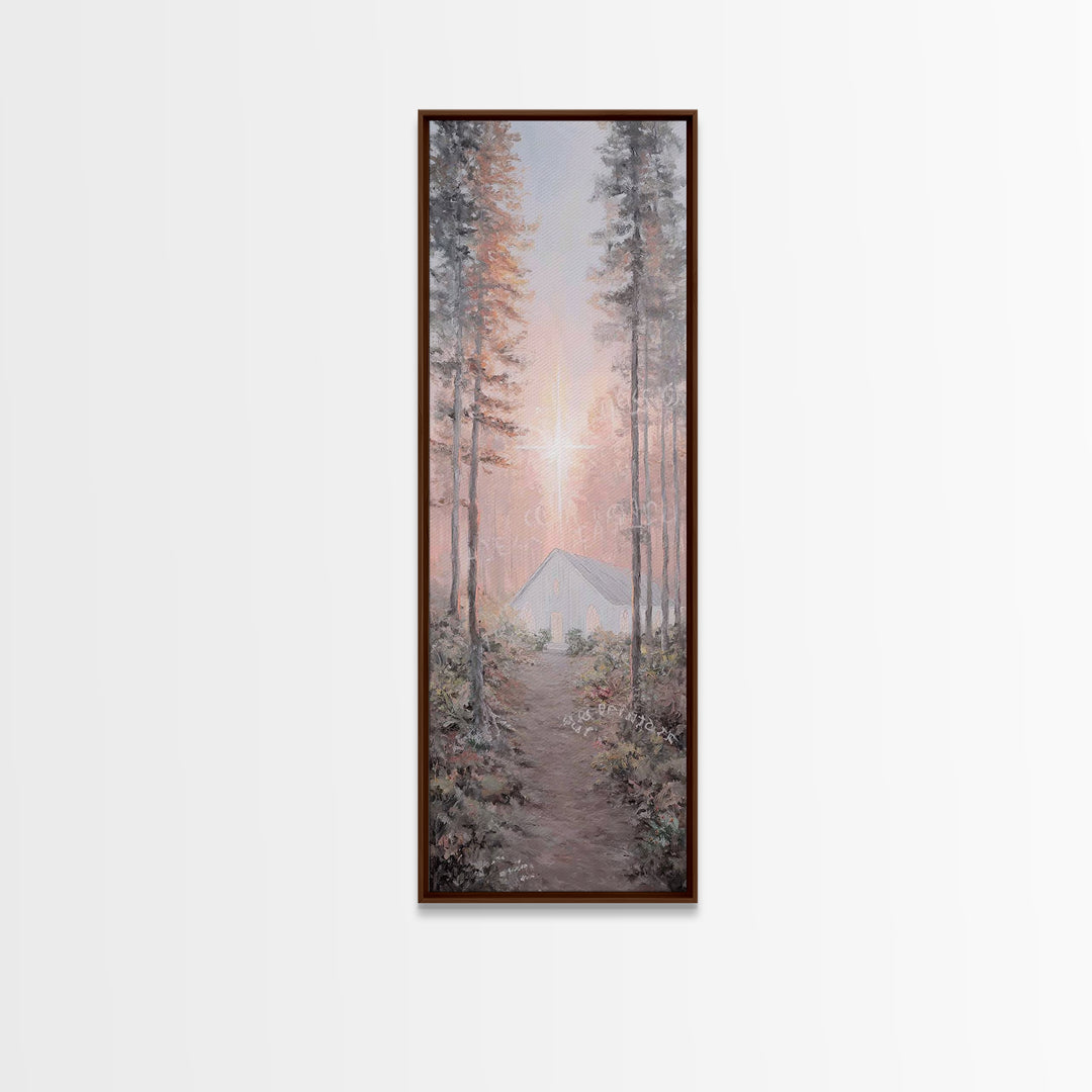 Forest Chapel Light – Framed Canvas Print – Christian Wall Art – Christian Art Canvas – Tall Narrow Wall Art – Modern Christian Art – Chris