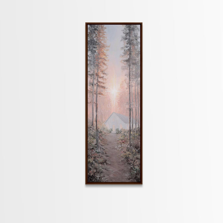 Forest Chapel Light – Framed Canvas Print – Christian Wall Art – Christian Art Canvas – Tall Narrow Wall Art – Modern Christian Art – Chris