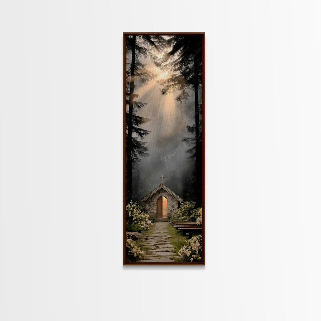 Chapel Of Radiance | Framed Canvas Print | Christian Art Print | Christian Wall Art | Skinny Art | Christian Christmas Art | Christian Deco