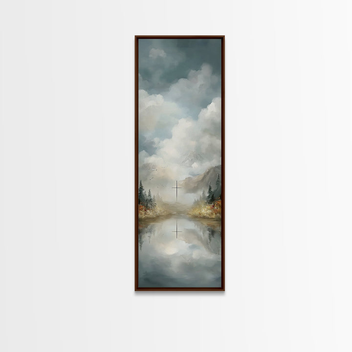 Cross Of The Valley – Framed Canvas Print – Christian Wall Art – Christian Art Work – Tall Narrow Wall Art – Modern Christian Art – Christi