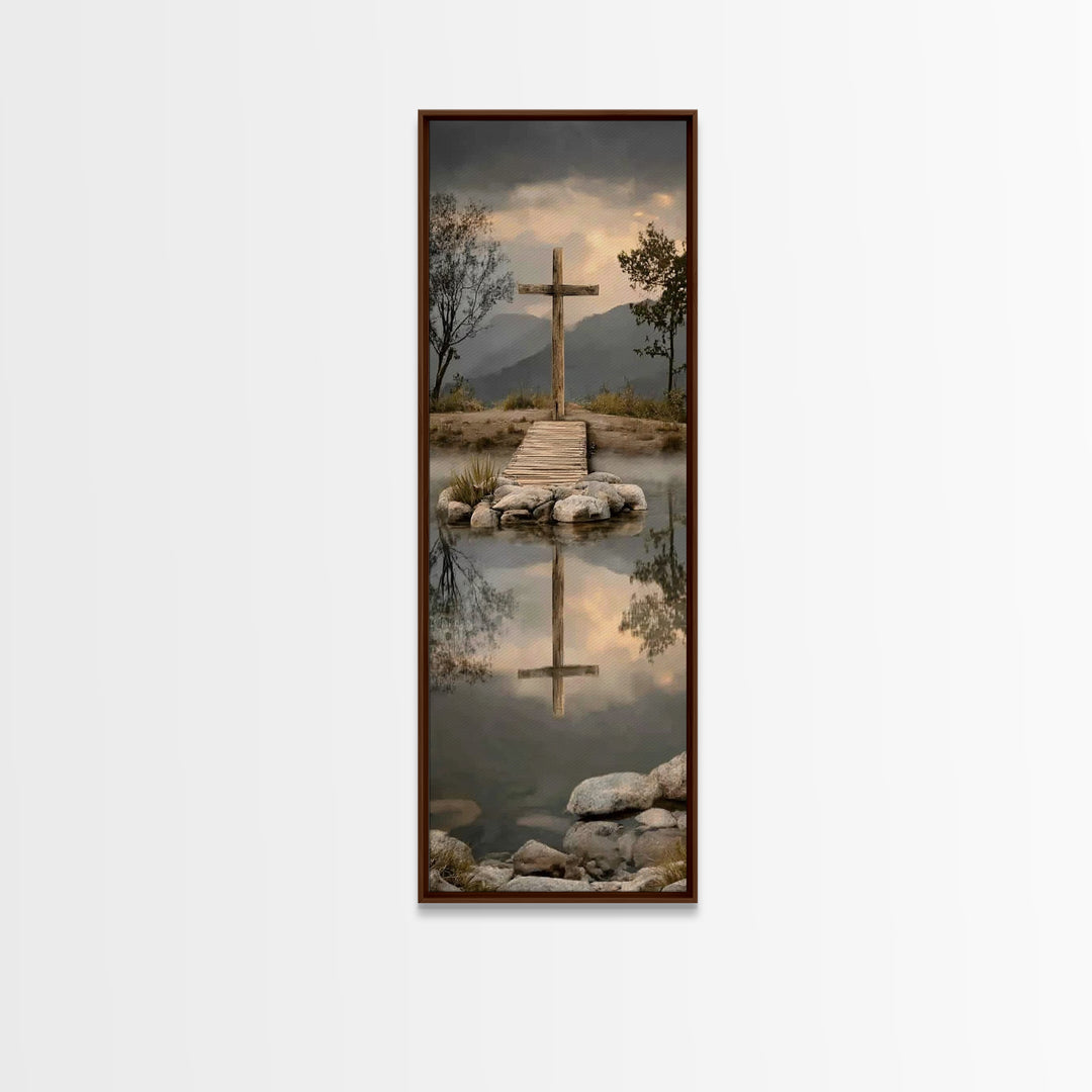 Reflections Of Hope | Framed Canvas Print | Christian Art Canvas | Vintage Christian Art | Tall Skinny Art Print | Christian Wall Art | Chr