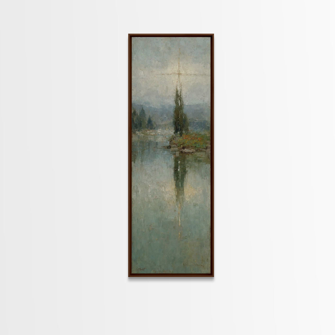 Skyward Grace – Framed Canvas Print – Christian Art Painting – Christmas Art – Narrow Art – Christian Wall Art – Subtle Christian Art – Chr