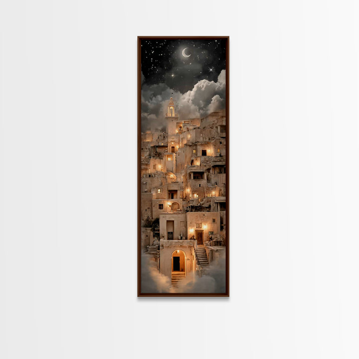 Crescent Bethlehem Sky – Framed Canvas Print – Tall Skinny Art Print – Christian Christmas Art – Christian Art Canvas – Christian Wall Art