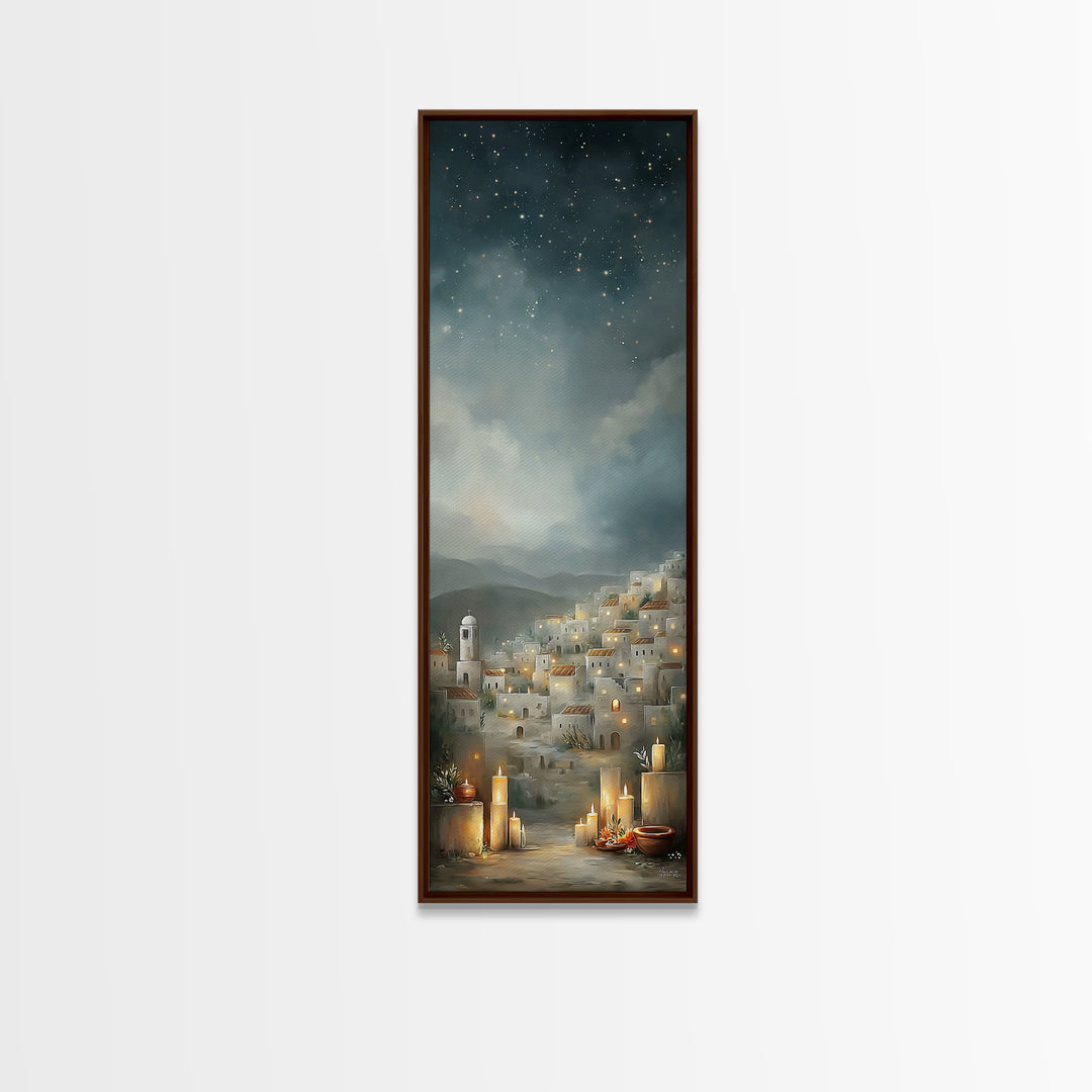 City Of Light – Framed Canvas Print – Christian Wall Art – Skinny Art – Christmas Art – Christian Christmas Art – Christian Art Canvas