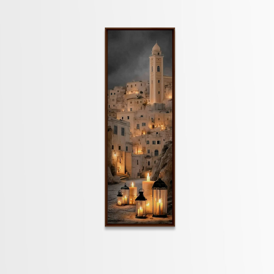 Evening Lanterns – Framed Canvas Print – Tall Skinny Art Print – Christian Decor – Christmas Art – Christian Wall Art – Christian Art Canva