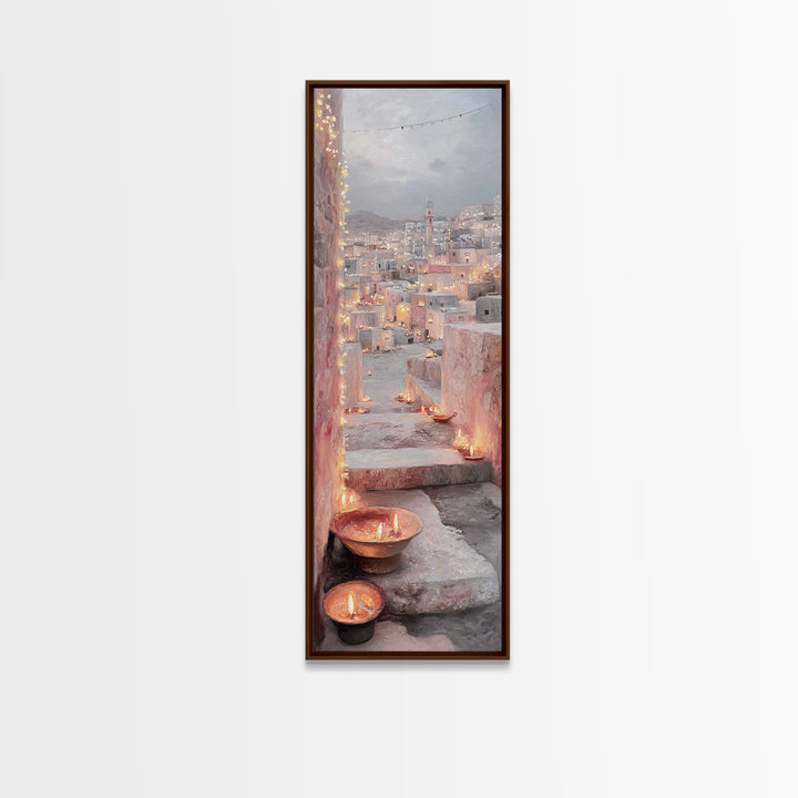 Golden Courtyard – Framed Canvas Print – Tall Skinny Art Print – Christian Painting – Christian Wall Art – Modern Christian Art – Christmas