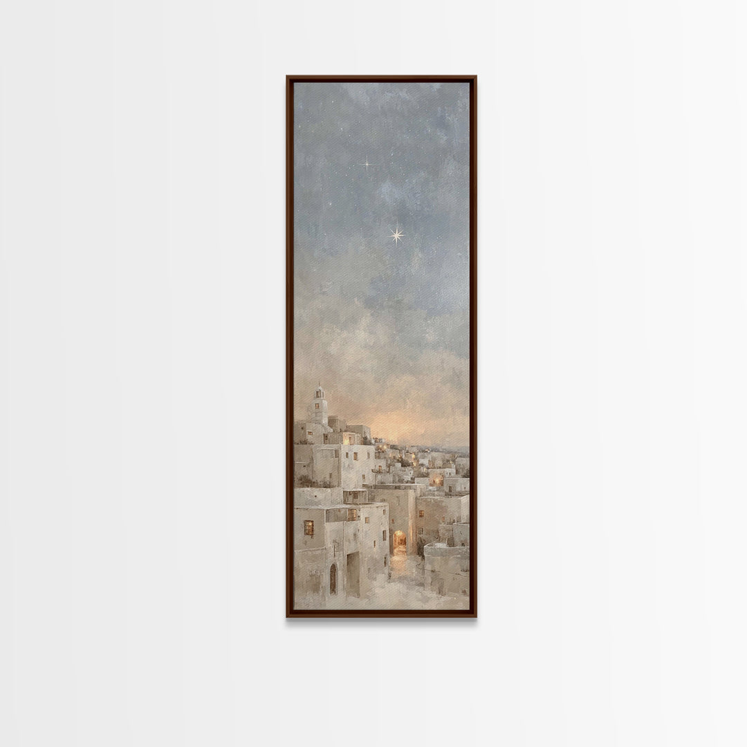Morning Star Over Bethlehem – Framed Canvas Print – Skinny Art – Christian Art Canvas – Christian Wall Art – Christmas Art – Christian Chri
