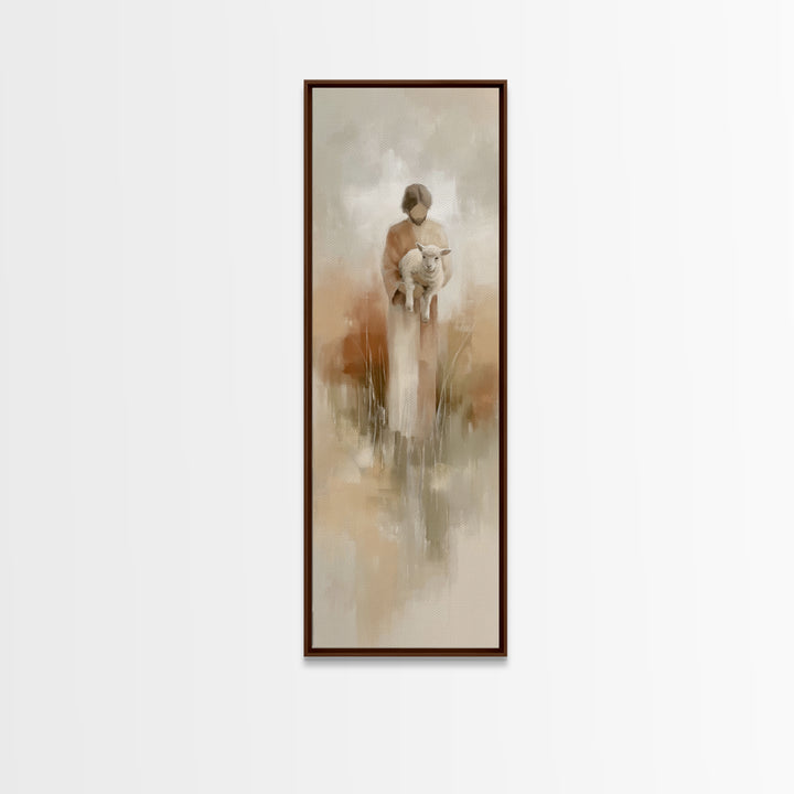 Gentle Lamb Keeper – Framed Canvas Print – Skinny Art – Christian Art Canvas – Jesus Painting – Christian Wall Art – Faith Art