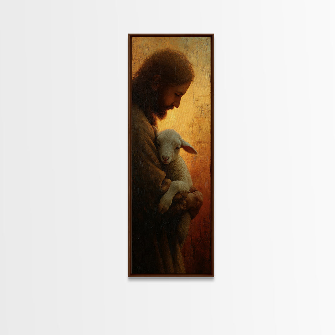Gentle Savior Grace, Framed Canvas Print, Skinny Art, Christian Art Canvas, Jesus Painting, Christian Art Print, Christian Wall Art
