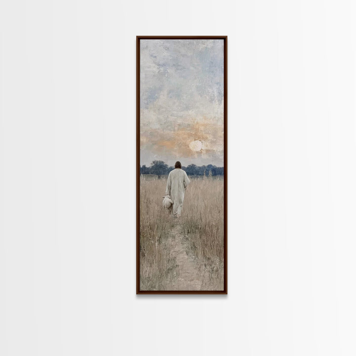 Shepherd’s Promise – Framed Canvas Print – Tall Skinny Art Print – Christian Wall Art – Jesus Painting – Christian Art Canvas – Christian G
