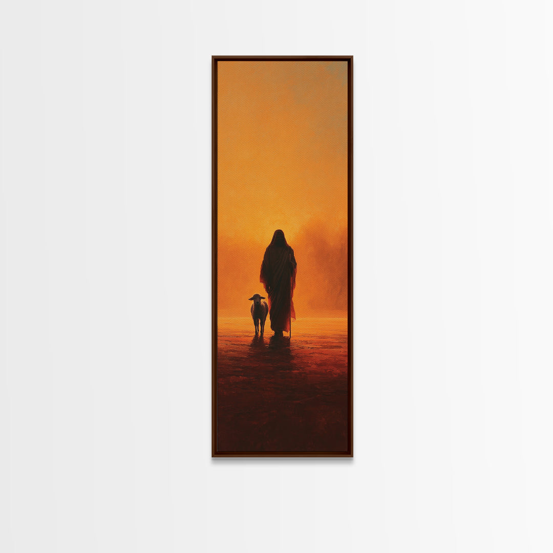 Guided By Light, Framed Canvas Print, Tall Skinny Art Print, Christian Wall Art, Jesus Painting, Christian Art Canvas, Modern Christian Art