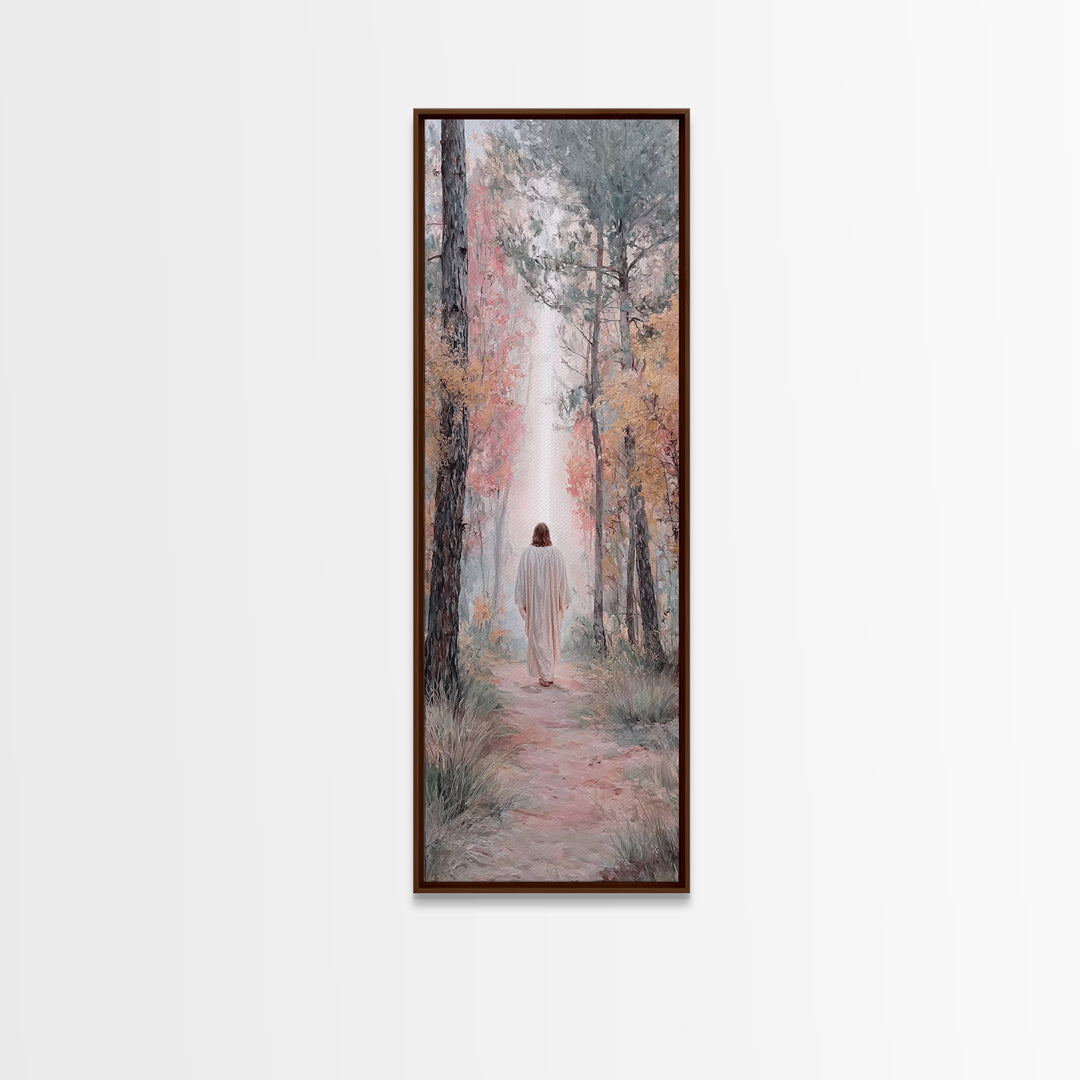 Sunset Shepherd Walk | Framed Canvas Print | Narrow Art | Christian Art Canvas | Jesus Painting | Christian Wall Art | Christian Gift Ideas
