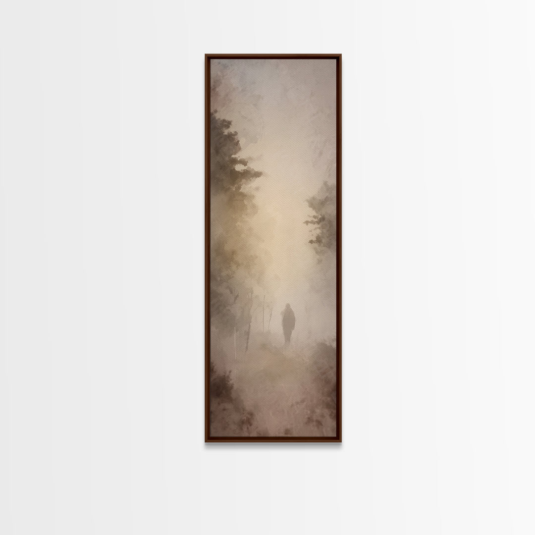 Misty Dawn Path – Framed Canvas Print – Skinny Art – Christian Wall Art – Christian Art Canvas – Jesus Painting – Modern Christian Art – Ch