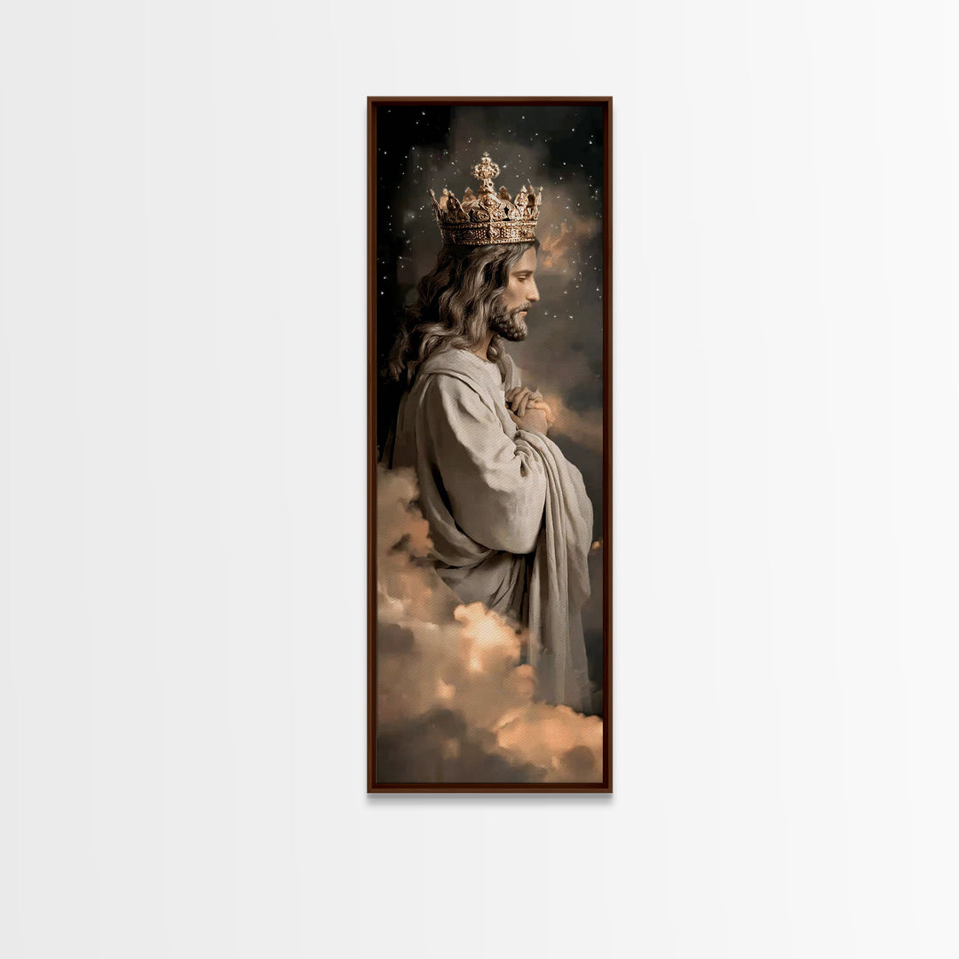 Crowned In Light – Framed Canvas Print – Tall Narrow Wall Art – Christian Art Canvas – Jesus Painting – Christian Wall Art – Christmas Art