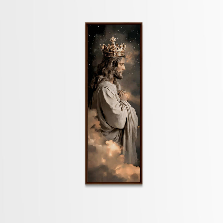 Crowned In Light – Framed Canvas Print – Tall Narrow Wall Art – Christian Art Canvas – Jesus Painting – Christian Wall Art – Christmas Art