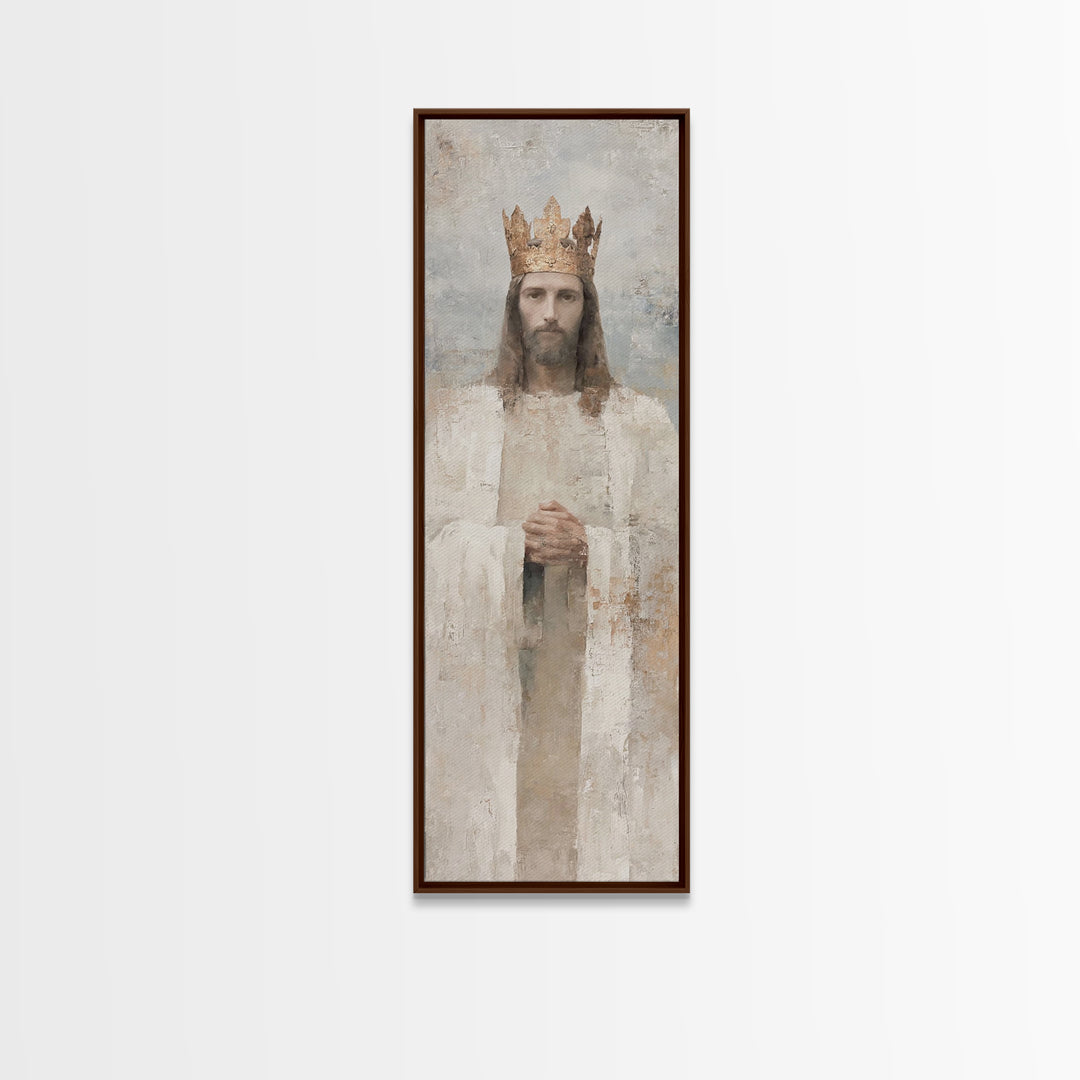 Crown Of Peace – Framed Canvas Print – Tall Skinny Art Print – Christian Wall Art – Jesus Painting – Modern Christian Art – Christmas Art