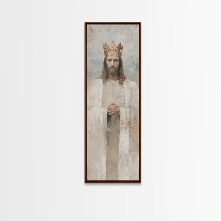 Crown Of Peace – Framed Canvas Print – Tall Skinny Art Print – Christian Wall Art – Jesus Painting – Modern Christian Art – Christmas Art