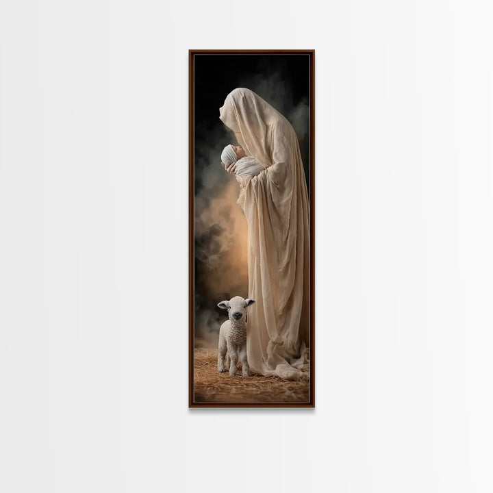 Tender Nativity Love – Framed Canvas Print – Skinny Art – Christian Christmas Decor – Christian Art Print – Christmas Wall Art – Christian