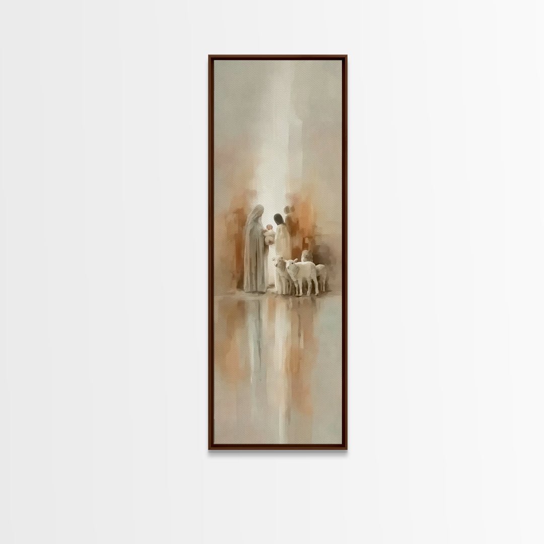 Sacred Family Light – Framed Canvas Print – Tall Skinny Art Print – Christian Art Work – Christian Wall Art – Christmas Art – Modern Christ