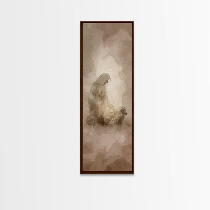 Shepherd’s Quiet Glory – Framed Canvas Print – Tall Skinny Art Print – Christian Art Canvas – Christian Wall Art – Christmas Art – Jesus Ch
