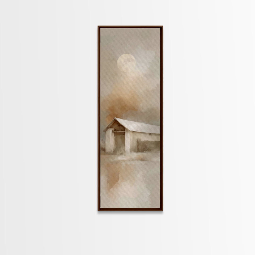 Humble Stable Moon – Framed Canvas Print – Tall Narrow Wall Art – Christmas Wall Art – Christian Christmas Art – Christian Art Canvas – Chr