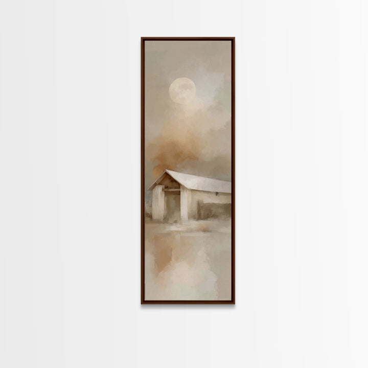 Humble Stable Moon – Framed Canvas Print – Tall Narrow Wall Art – Christmas Wall Art – Christian Christmas Art – Christian Art Canvas – Chr