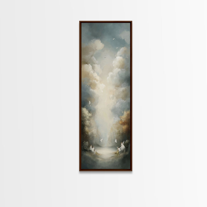 Peaceful Eden – Framed Canvas Print | Christian Decor | Christian Art Canvas | Subtle Christian Art | Tall Narrow Wall Art | Christian Wall