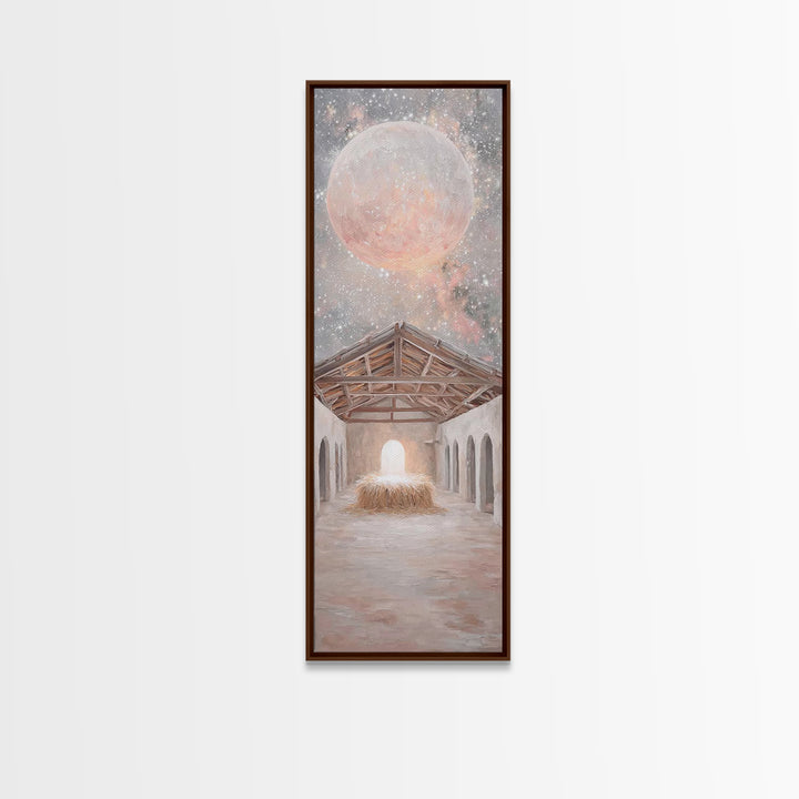 Celestial Nativity Light – Framed Canvas Print – Tall Narrow Wall Art – Christian Art Canvas – Christian Christmas Art – Christian Wall Art