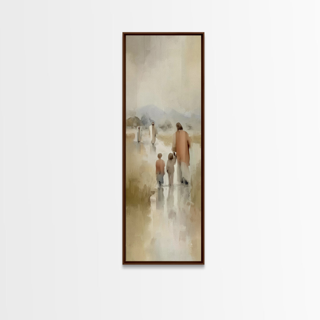 Guiding Light Trail, Framed Canvas Print, Narrow Art, Christian Wall Art, Christian Art Canvas, Jesus Painting, Christmas Art