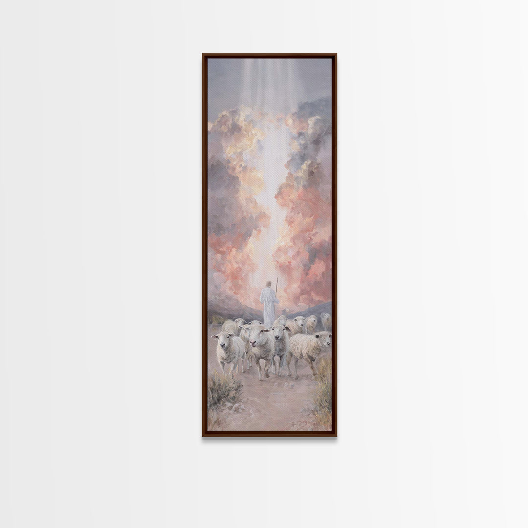 Cross Of The Clouds, Framed Canvas Print, Tall Narrow Wall Art, Christian Art, Jesus Painting, Christian Christmas Art
