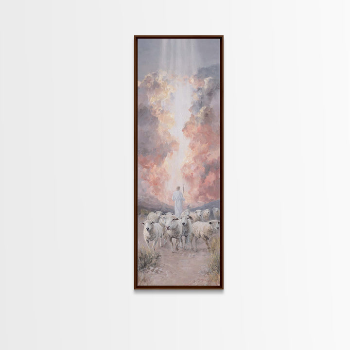Cross Of The Clouds, Framed Canvas Print, Tall Narrow Wall Art, Christian Art, Jesus Painting, Christian Christmas Art