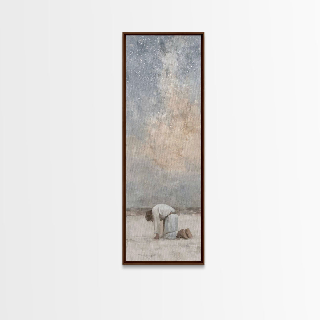 Desert Night Prayer – Framed Canvas Print – Christian Art Canvas – Jesus Painting – Christian Wall Art – Tall Narrow Wall Art – Christian A
