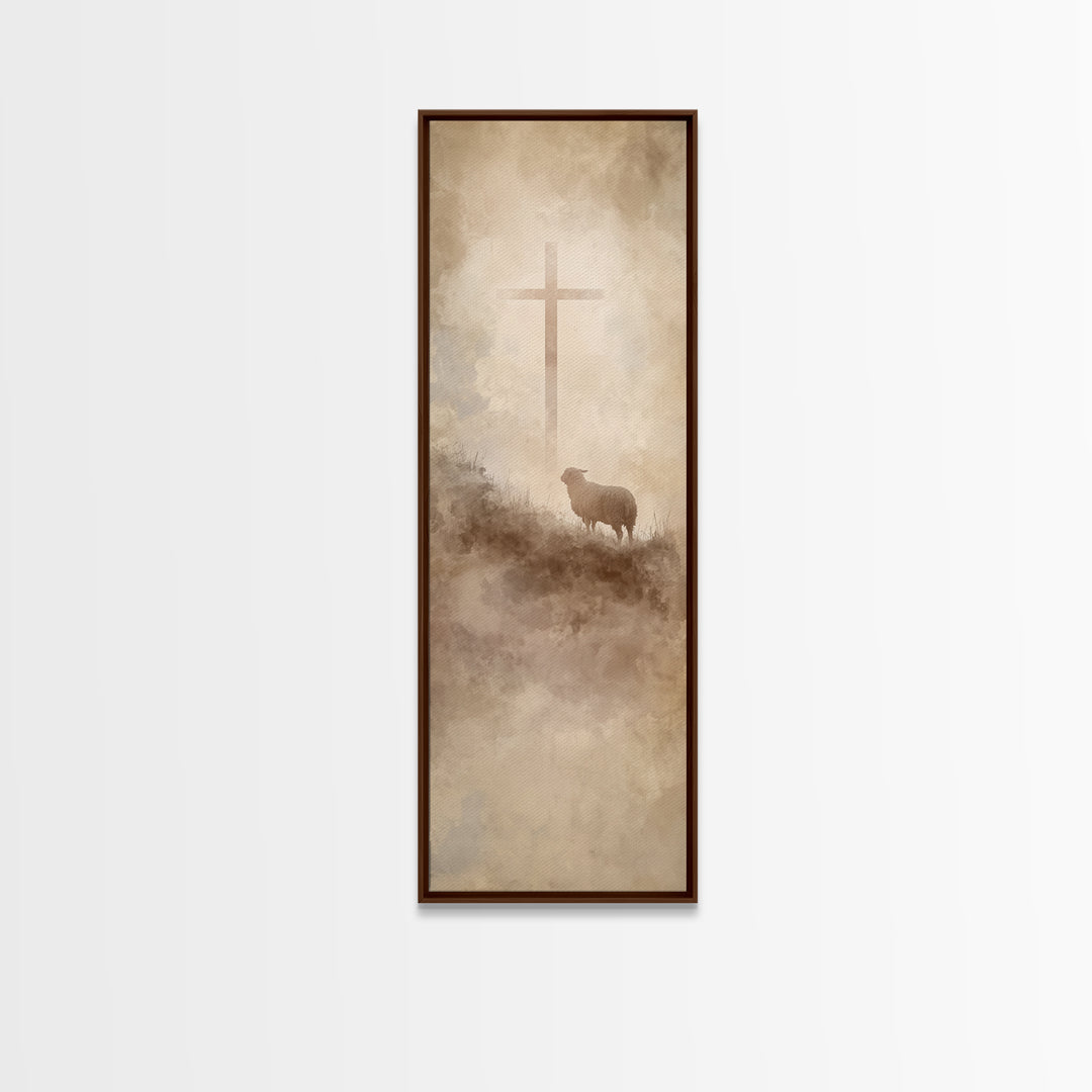 Cross On The Hill – Framed Canvas Print – Narrow Art – Christian Wall Art – Christian Art Print – Moody Christian Art – Jesus Painting – Ch