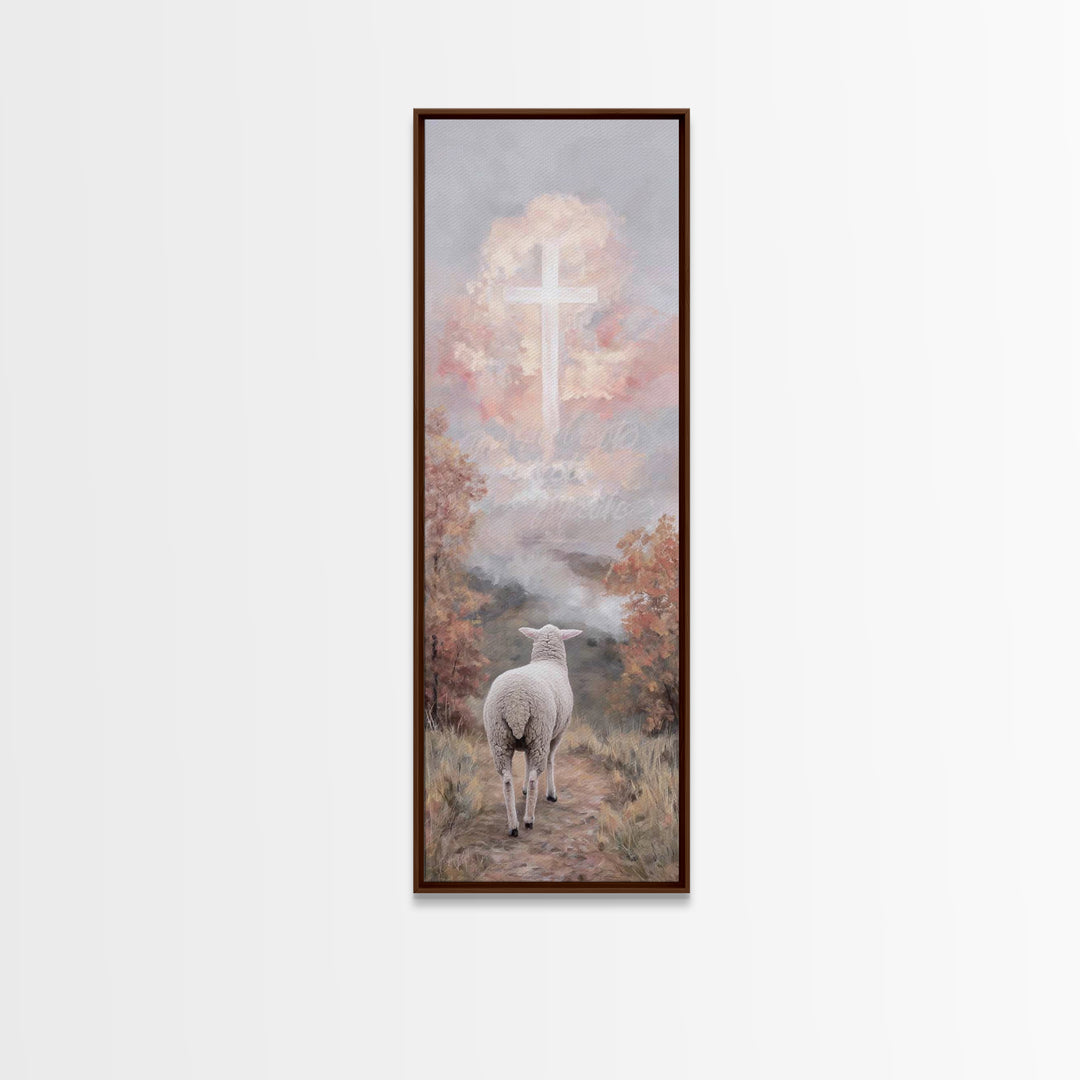 Shepherd’s Peace – Framed Canvas Print – Tall Narrow Wall Art – Christian Wall Art – Christian Art Work – Jesus Painting – Christmas Art –